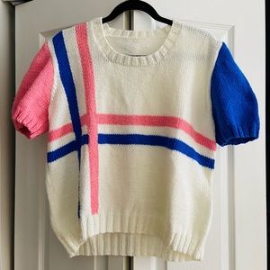 Fun 80s vintage short sleeve sweater size large